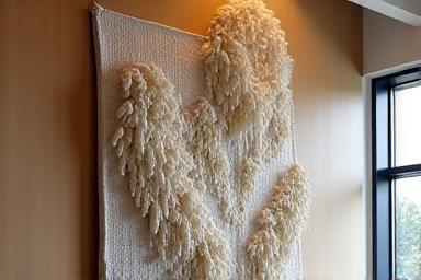 Installation d'art textile mural moderne dans un espace contemporain