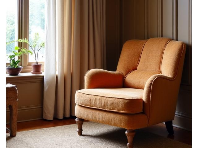 Chaise en velours de soie tissé main en tons chauds